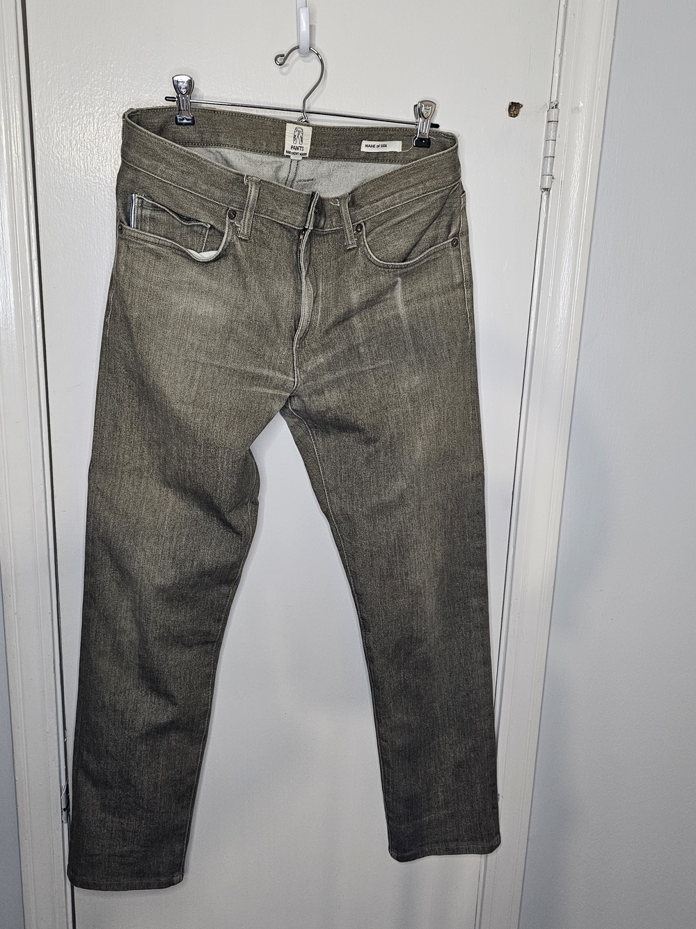 Hiroshi Kato Slim Pen Men’s Raw Selvedge Japanese Denim Jeans - Olive Green